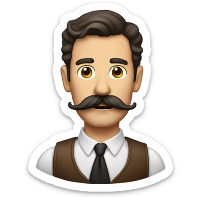 Man big handlebar moustache  funny sticker