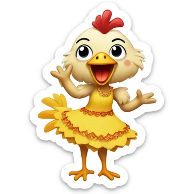 A chicken dancing forró dressed in a dress sticker