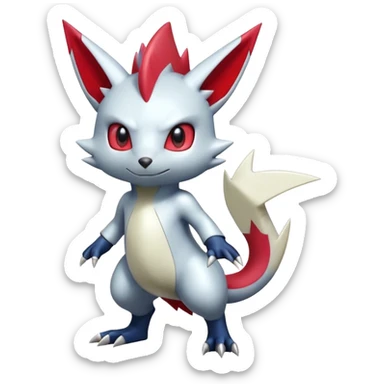Cute Cool Edgy Shiny Futuristic Ethereal Legendary Digimon-Sneasel-Zangoose-hybrid full body sticker