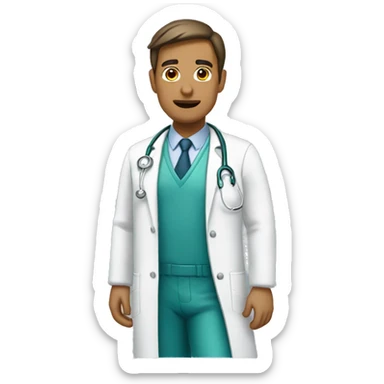 male doctor, no notable race, using 2 colors: #ff9800 and #32b5a5 sticker