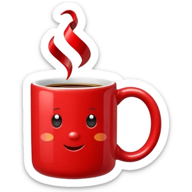 Still life, Red Coffee mug with cute d christmas embellishments sticker