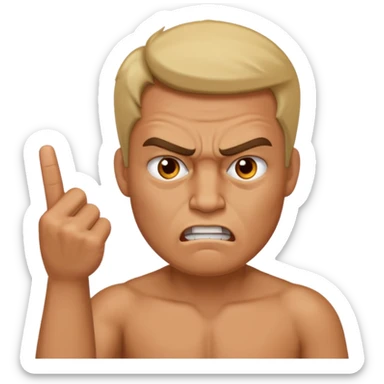 a man with an angry face and middle finger  sticker