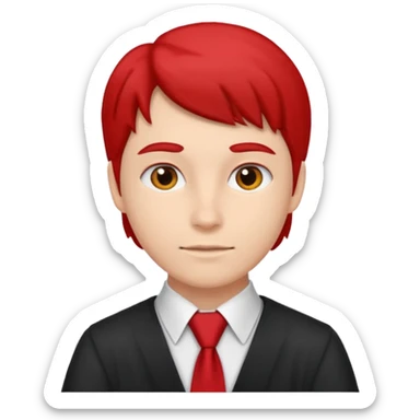 graduate student with red tie sticker