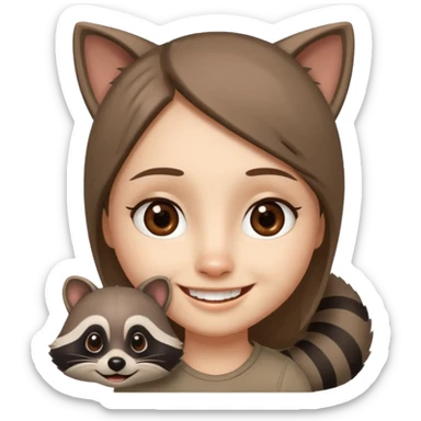 Racoon speaking with a person in cartoon emoji style friendly and calm sticker