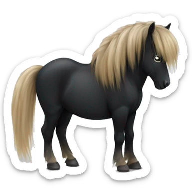 black icelandic horse with a lot of mane sticker