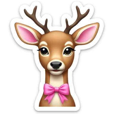 Deer with pink bow sticker