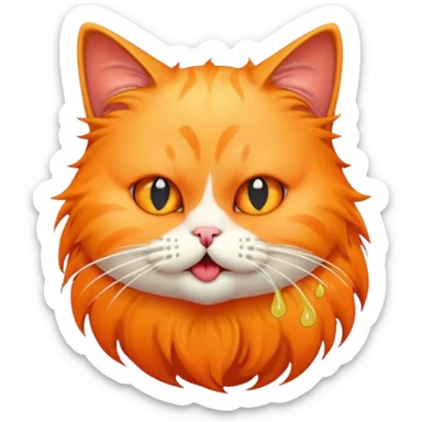 Cat vomiting a hairball  sticker