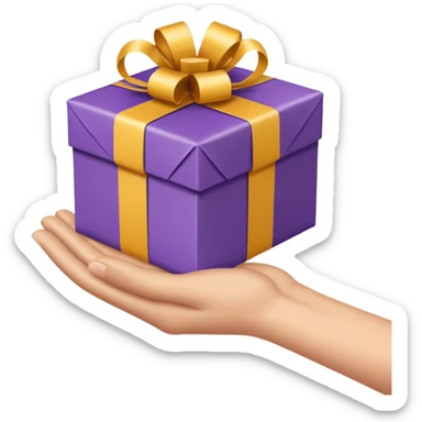one hand offering a present, simple, clear, no text sticker