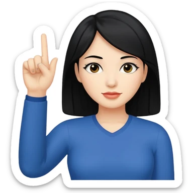 Woman with black hair sticking up one finger  sticker