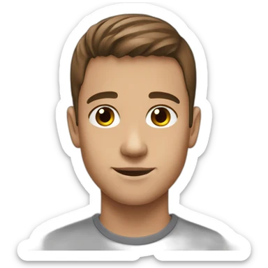 French crop mid shaved Brown Hair Youngster man emoji sticker