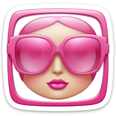 pink oversized sunglasses, large square frame with pink transparent lenses, fashion style sticker