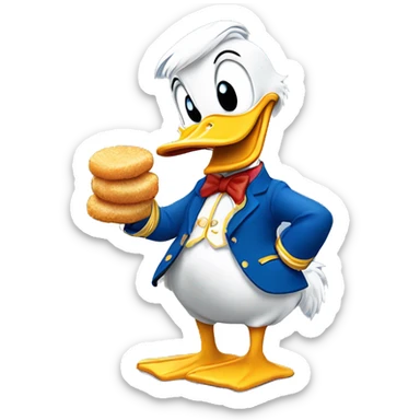 Donald Duck, eating a chicken nugget ￼ sticker