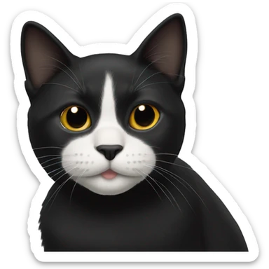 black cat with white stripe down nose sticker