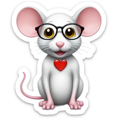 cutie mouse with hearts and nerd emoji glasses and teet sticker