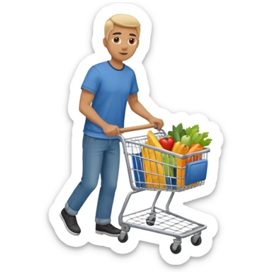 man-with-a-shopping-cart-full-body sticker