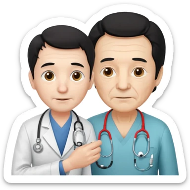 doctor black hair attending to a old man  sticker