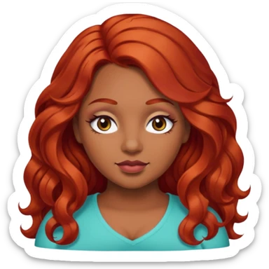 Plus size red hair brown face small eyes long hair Asian eyes small eyes wavy hair eye lashes  sticker