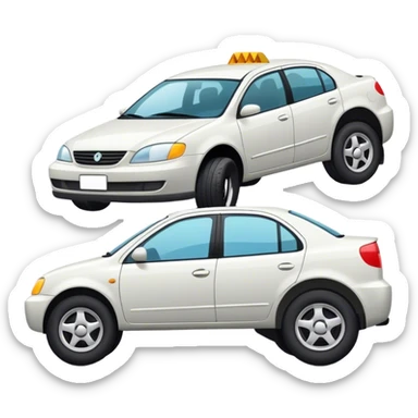 Ein Auto mit einem kaputtenreifen sticker