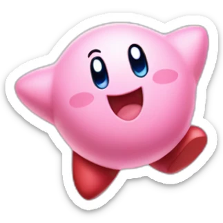 cute happy classic Kirby jumping on a star sticker