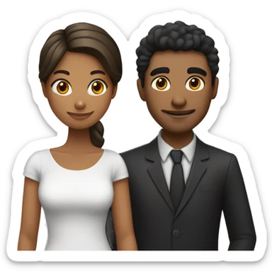 Un chico moreno con pelo negro y una chica blanca con pelo castaño sticker