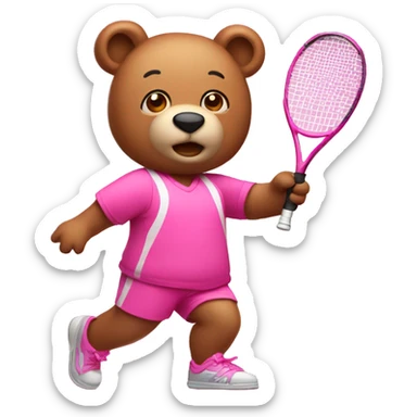 Bear playing tennis in the pink outfit  sticker
