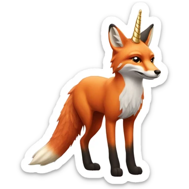 Red fox with unicorn horn and wing sticker