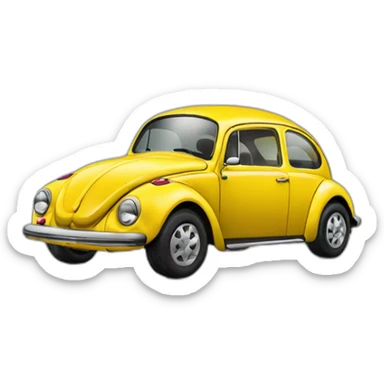 coccinelle Volkswagen jaune avec toit noir sticker