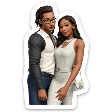couple in stylish outfits sticker