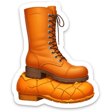Giant orange boot crushing a person beneath it sticker