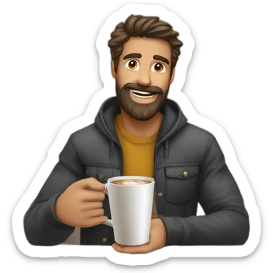homem com barba segurando um copo café sticker