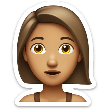 Tan Girl with long brown hair thinking with confused expression sticker