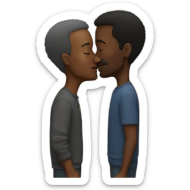 50 years old white guy kisses a 50 years old black  guy sticker