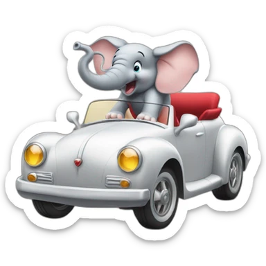 Cabriolet driving Dumbo elephant sticker