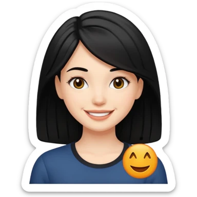 White girl with Black medium length hair sticker