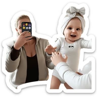 selfie of girl with phone sticker