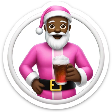 Pink beard black Santa Claus drinking cola sticker