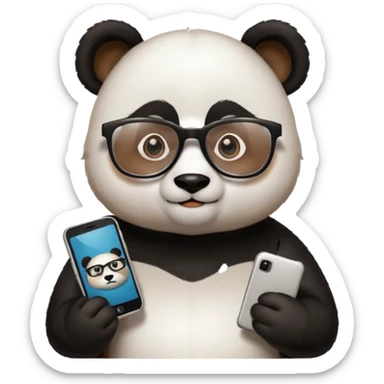 a panda who works as social media manager sticker