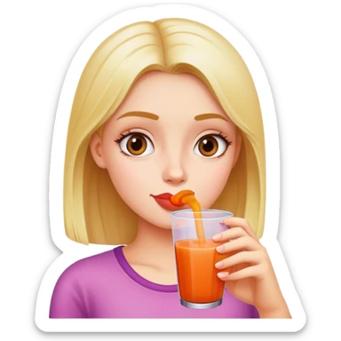 girl drinking booba juice sticker