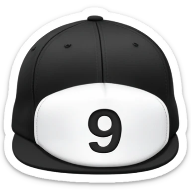 black cap with number “9” on it sticker