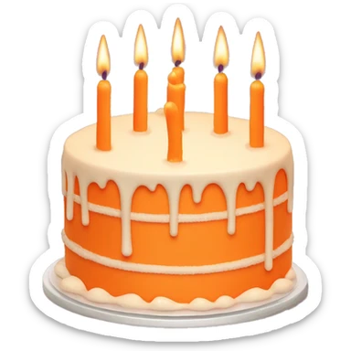 orange icing birthday cake with candles in a circle sticker