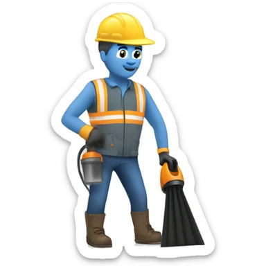 Construction man with a handheld vacuum sticker
