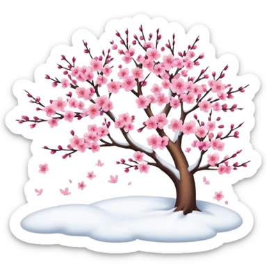 Cherry blossom snow wallpaper sticker