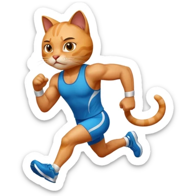 cool cat finishing a marathon sticker