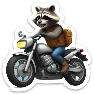 Raccoon on motorbike sticker
