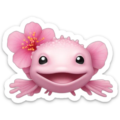 Axolotl sakura flowers sticker