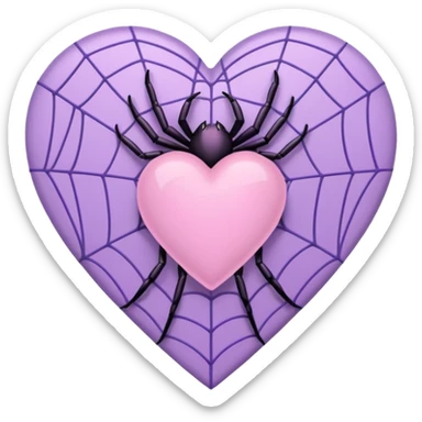 pastel goth heart with pastel purple spiderweb sticker