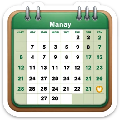tabla calendario con fondo verde sticker