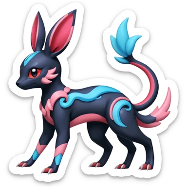 Salandit-Vibrava-Sylveon-Umbreon-fusion-Pokémon-hybrid-creature  sticker