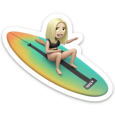 billie eilish riding a surf board sticker