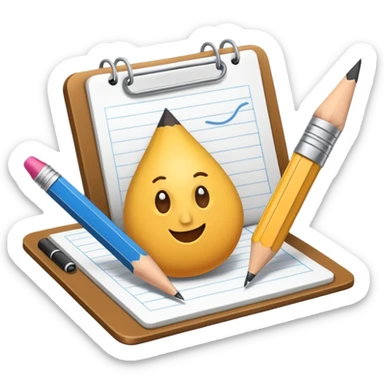 Create an icon representing the process of creating a black-and-white caricature. Include a pencil, a sketchpad with a humorous, exaggerated figure, and inking tools. Use bold lines and shading, with a transparent background. sticker